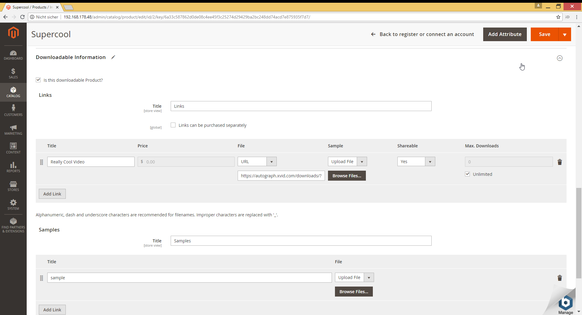 MediaHub API Documentation > Using Xvid AutoGraph in a Magento shop > Magento_Links_AutoGraph.png